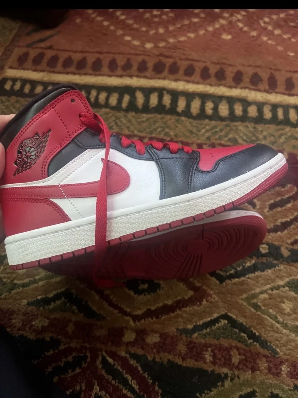 Nike Red, Black & White Mid-Top Sneakers